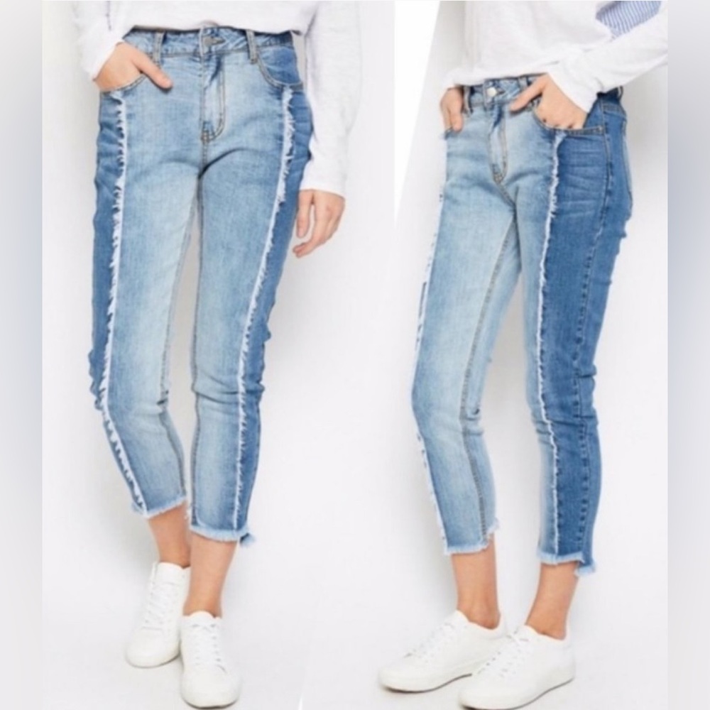 HAYDEN Two Tone Frayed Denim Jeans